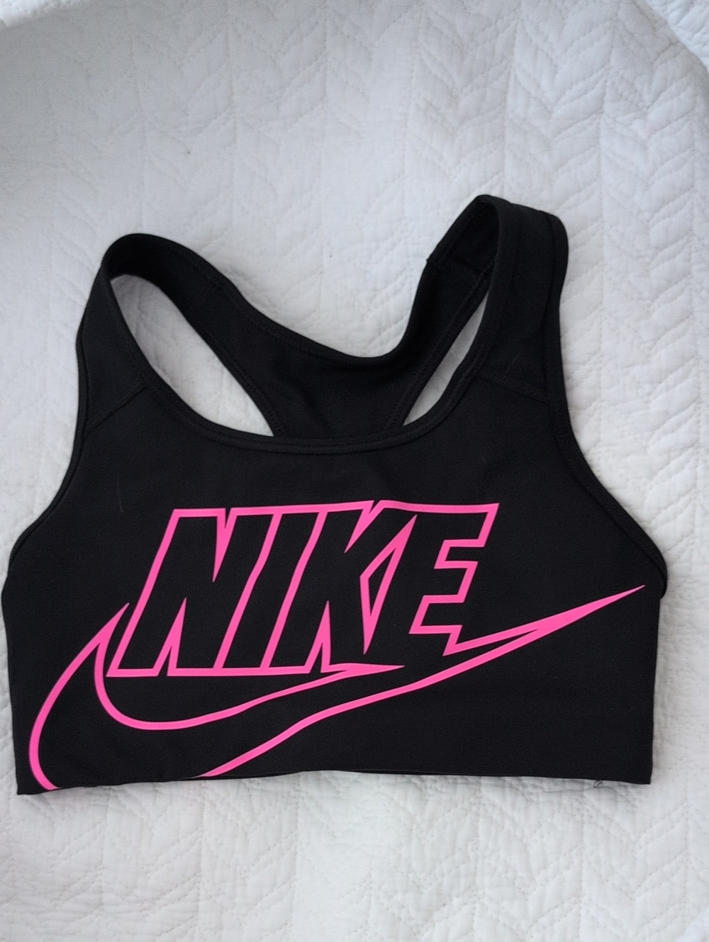 Nike Black Sports Bra with Hot Pink Logo